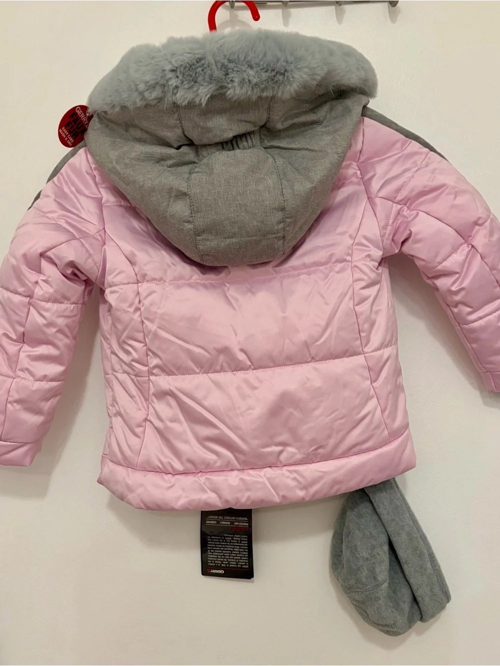 Gerry Weber Pink & Gray Insulated Girls' Winter Jacket with Faux Fur Hood
